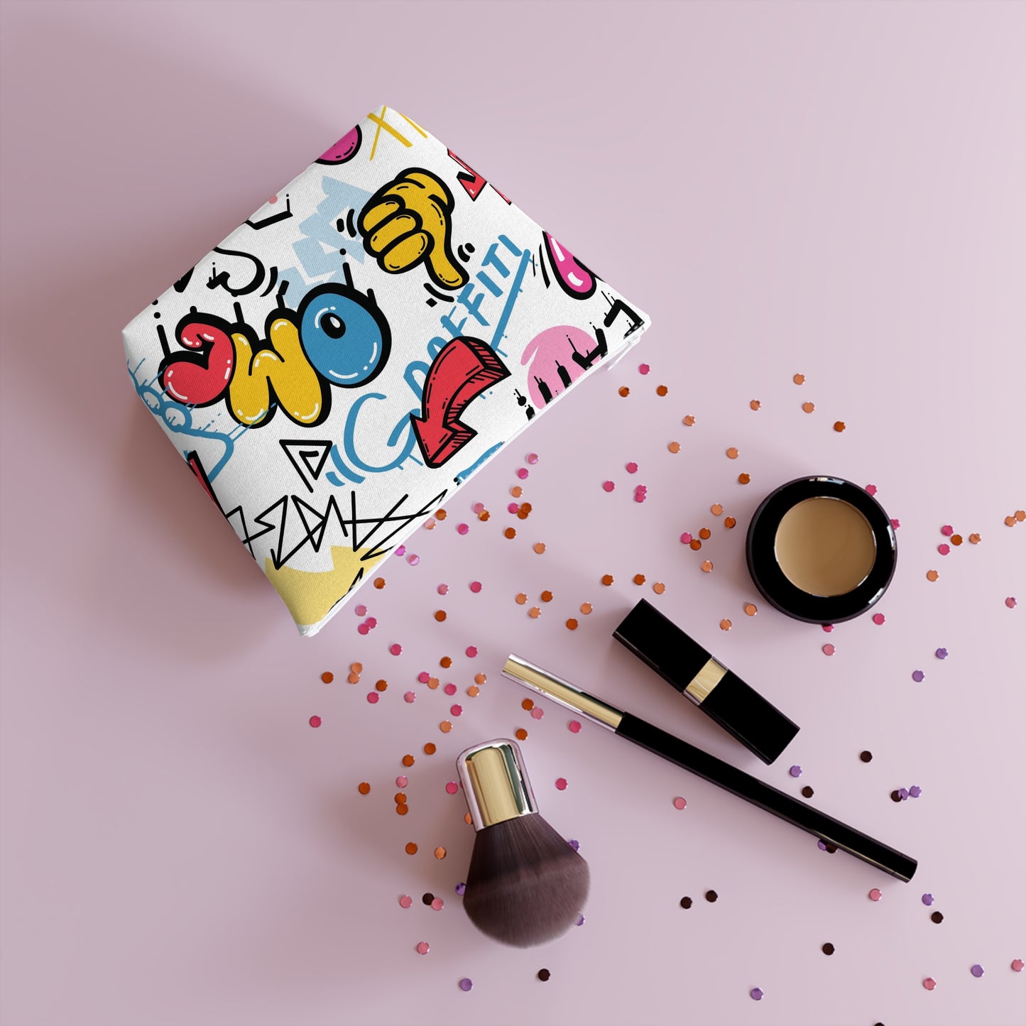 Colorful Graphic Cotton Cosmetic Bag - Fun and Expressive Travel Accessory