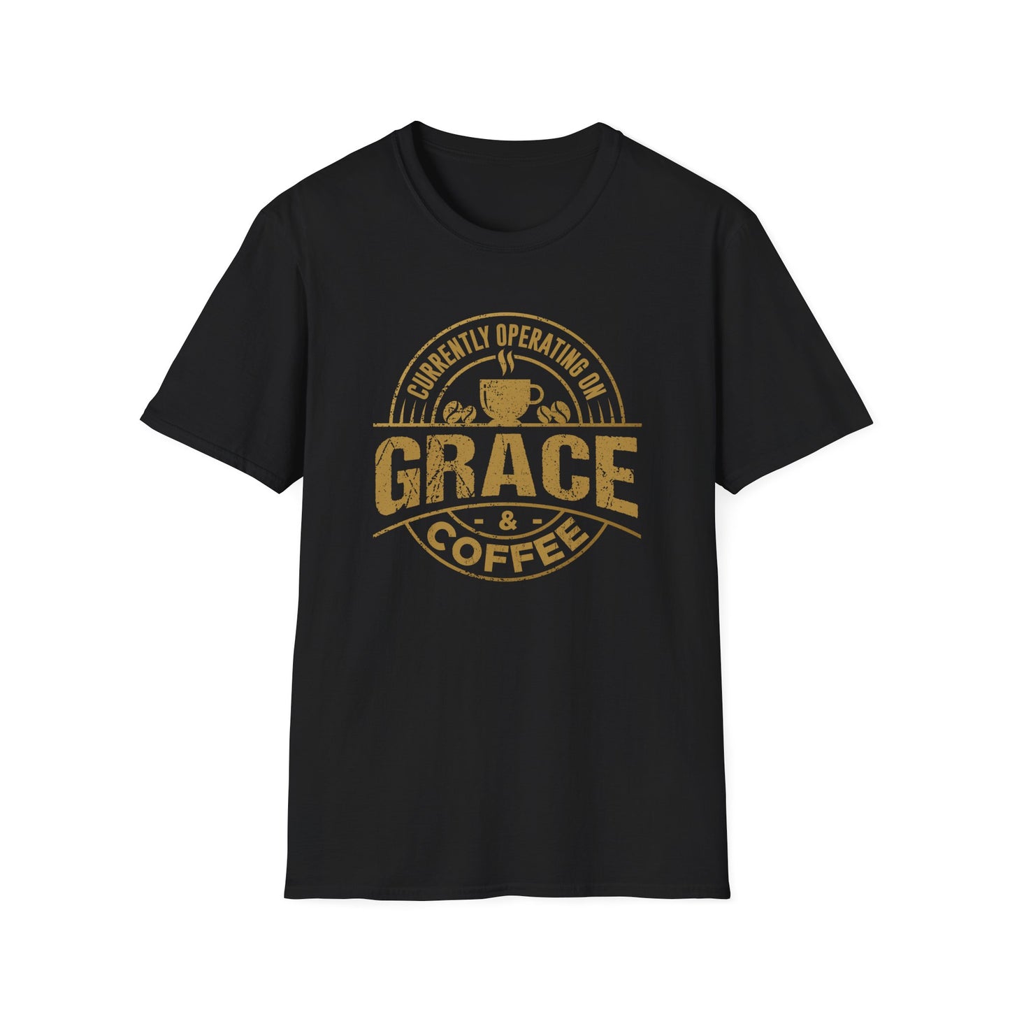 Currently Operating on Grace & Coffee T-Shirt – Funny Faith & Caffeine Unisex Tee