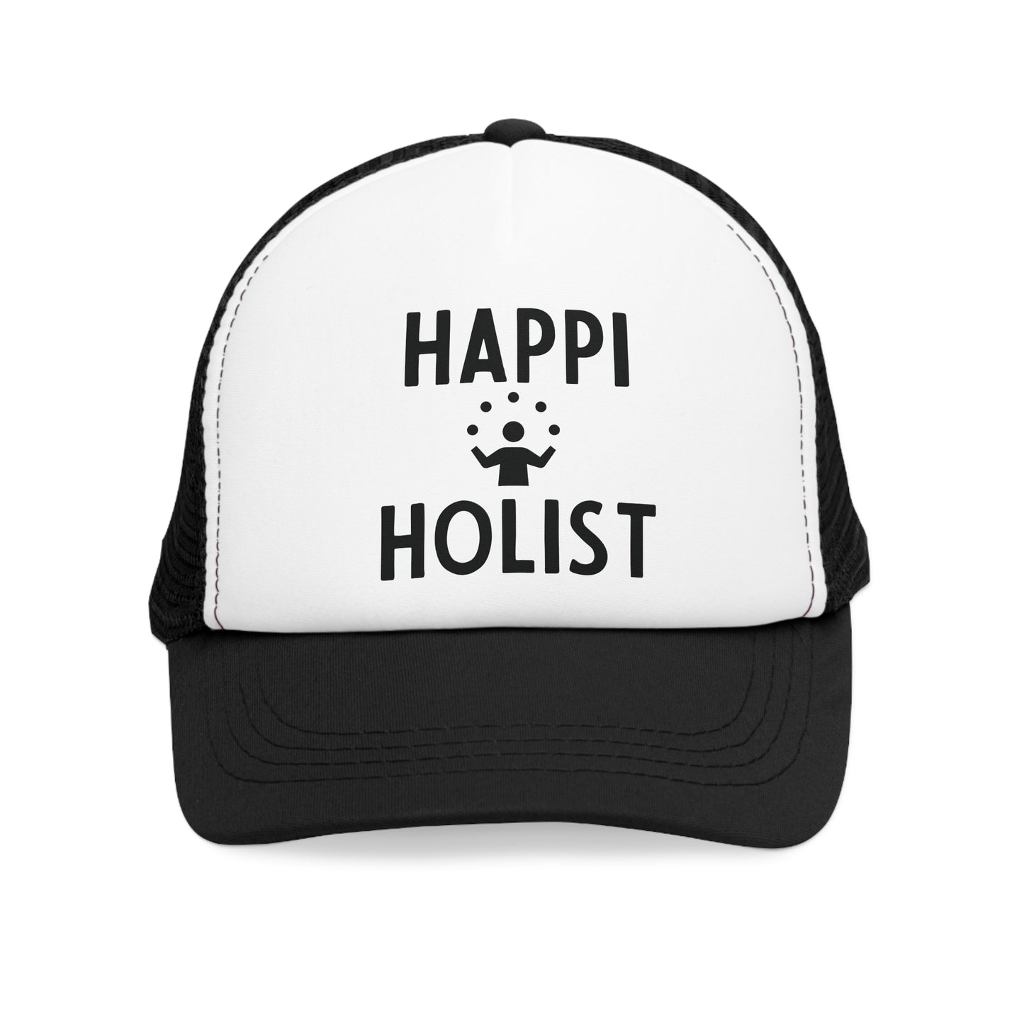 Happy Holist Mesh Cap, Trucker Hat for Wellness Lovers, Adventure Cap, Gift for Yogis, Outdoor Activities, Vacation Accessory