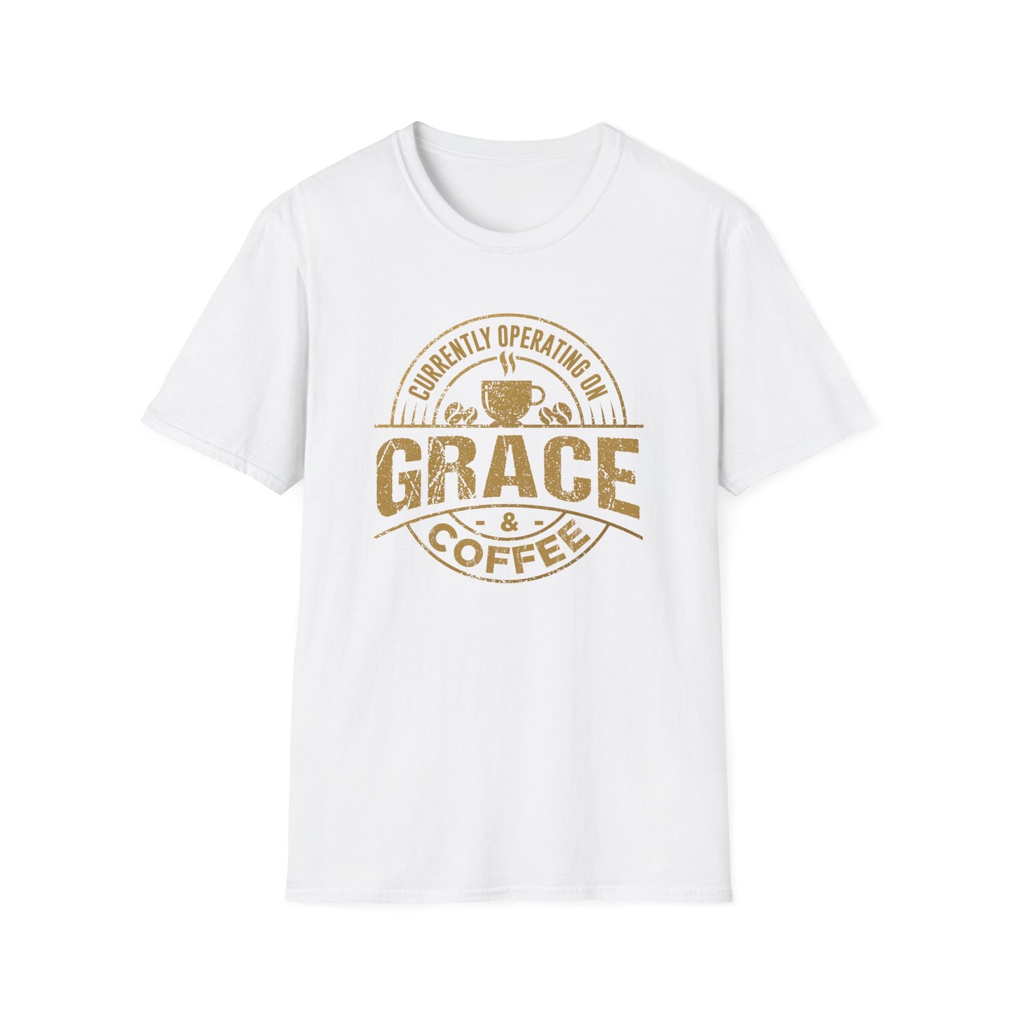 Currently Operating on Grace & Coffee T-Shirt – Funny Faith & Caffeine Unisex Tee