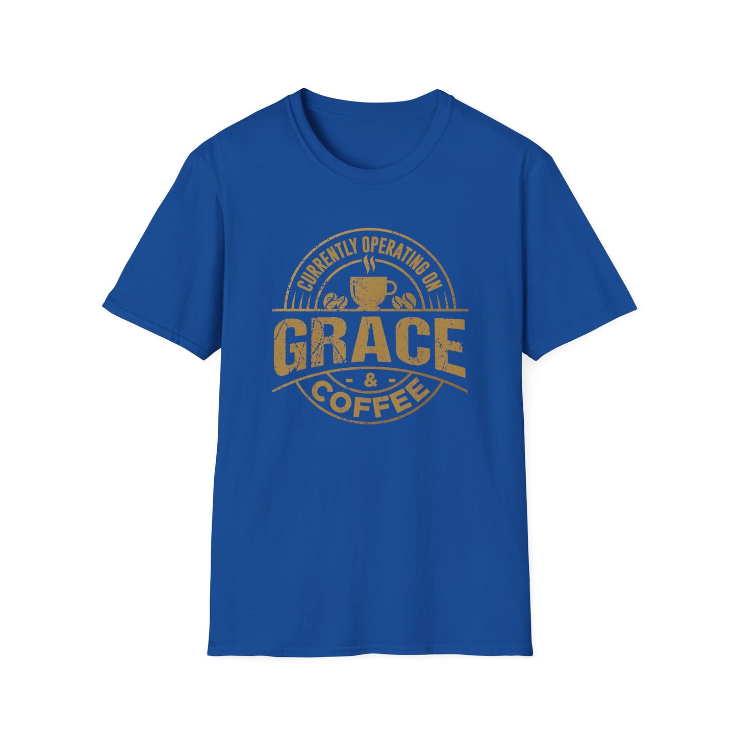 Currently Operating on Grace & Coffee T-Shirt – Funny Faith & Caffeine Unisex Tee