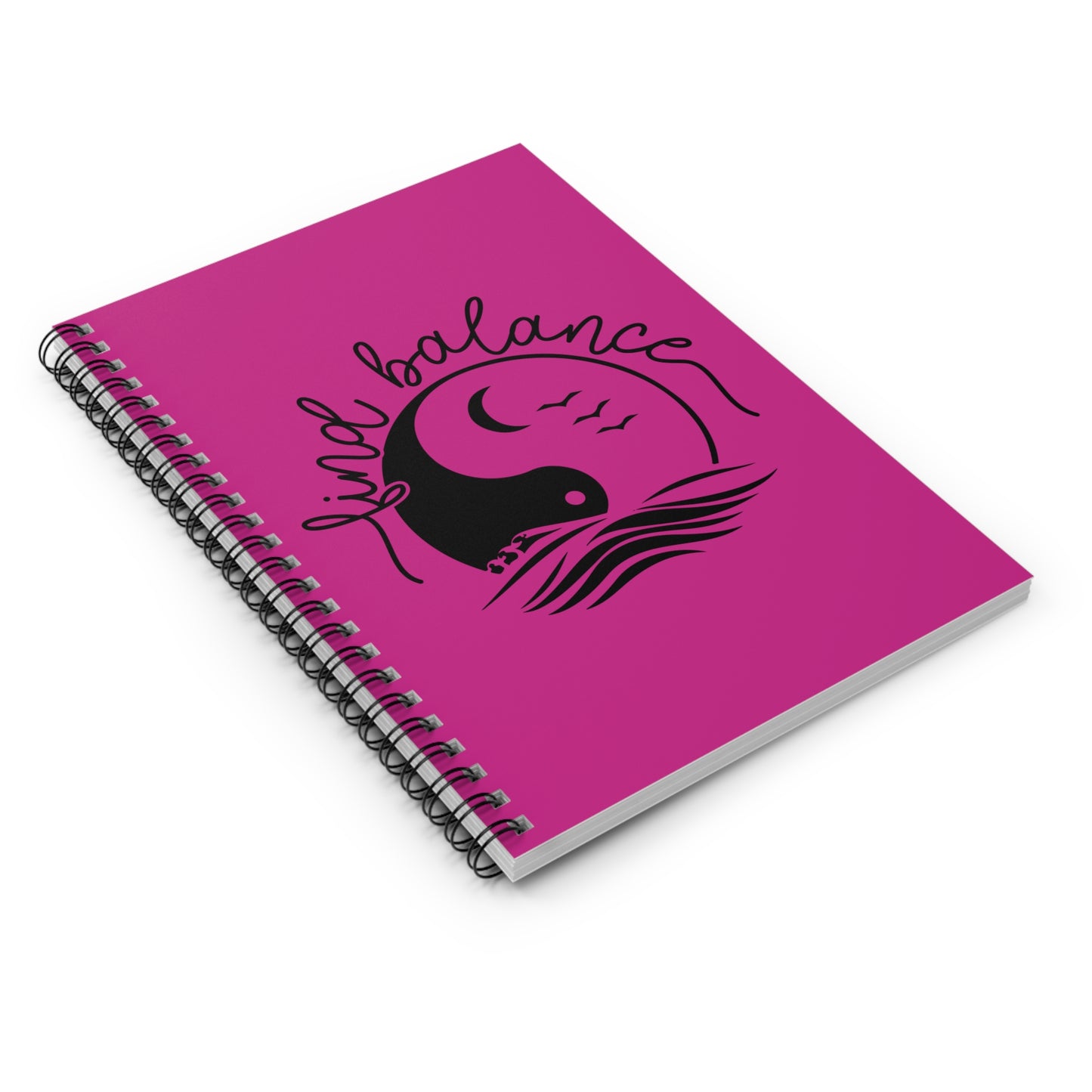 Find Balance Spiral Notebook - Ruled Lines, Motivational Pink Journal for Self-Reflection and Creativity