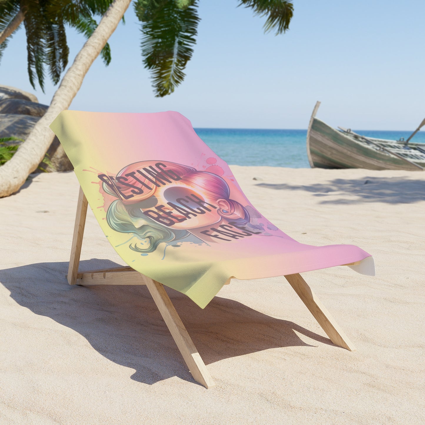 Resting Beach Face Beach Towel - Vibrant Summer Towel for Beach Lovers