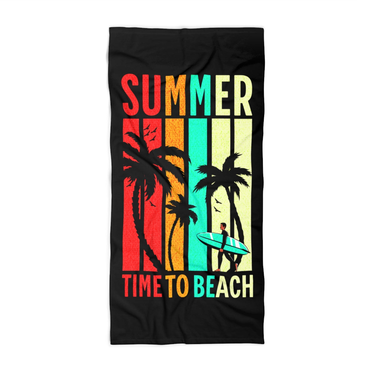 Summer Vibes Beach Towel - 'Time to Beach' Tropical Design