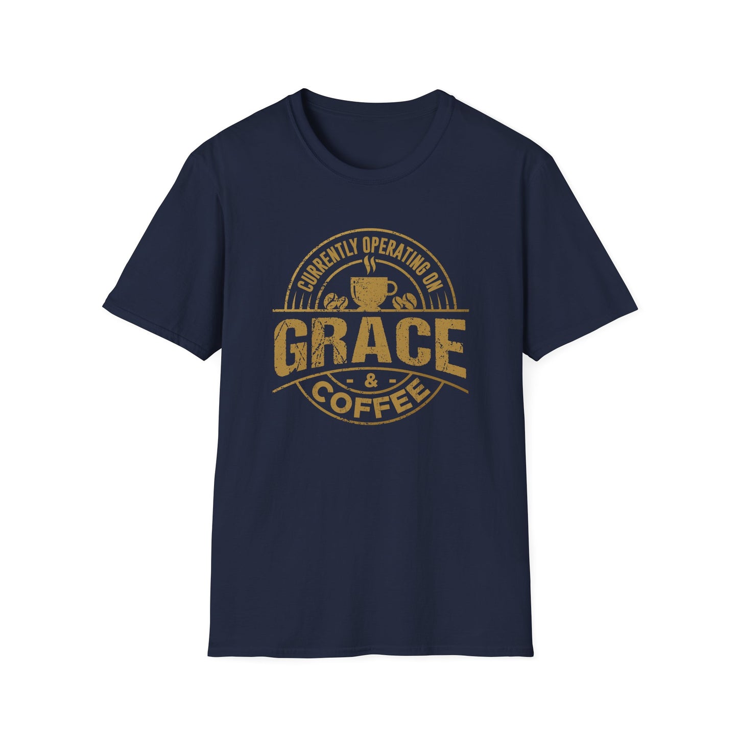 Currently Operating on Grace & Coffee T-Shirt – Funny Faith & Caffeine Unisex Tee