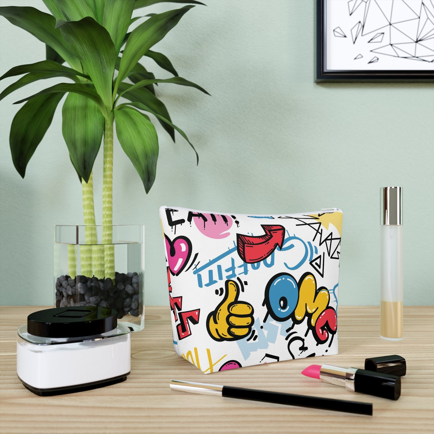 Colorful Graphic Cotton Cosmetic Bag - Fun and Expressive Travel Accessory