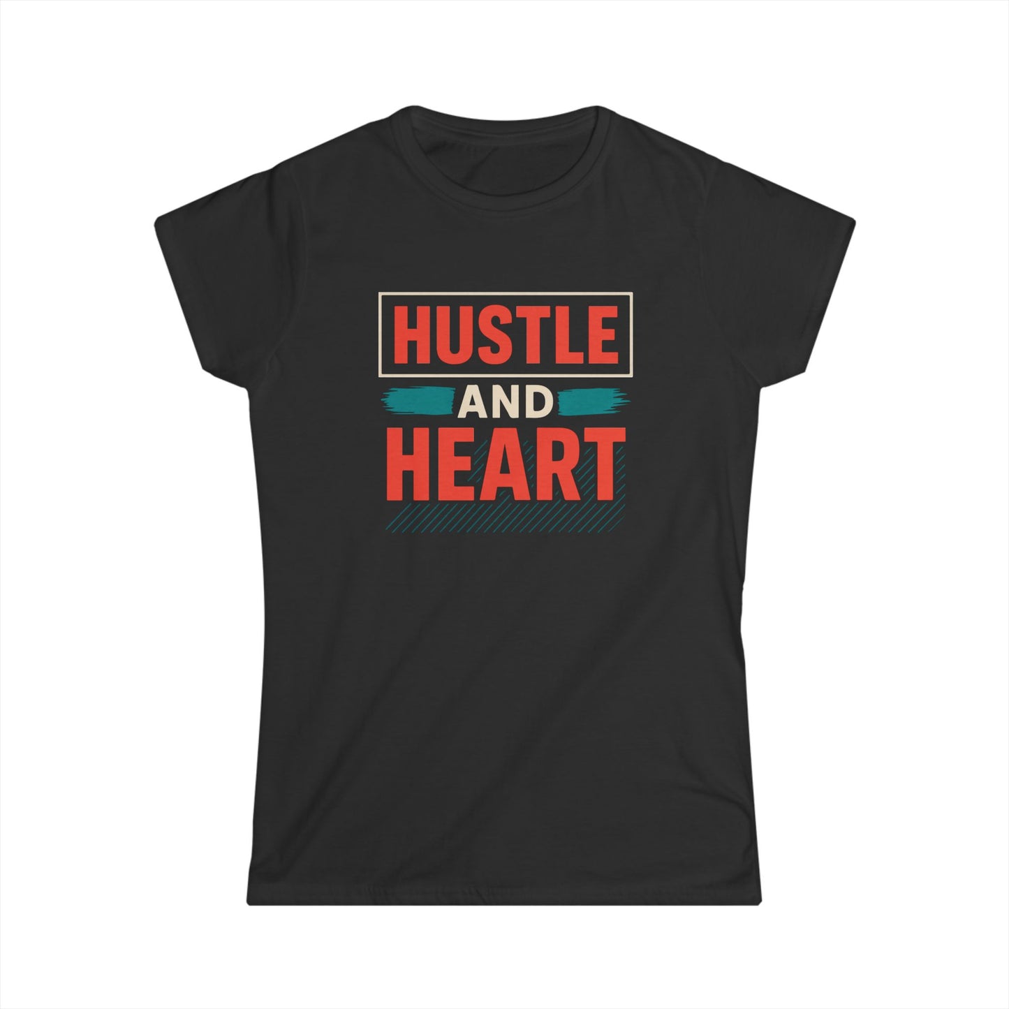 Motivational Women's Softstyle Tee - Hustle and Heart