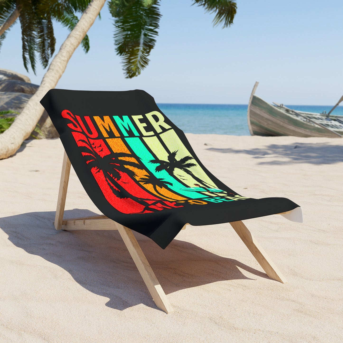 Summer Vibes Beach Towel - 'Time to Beach' Tropical Design