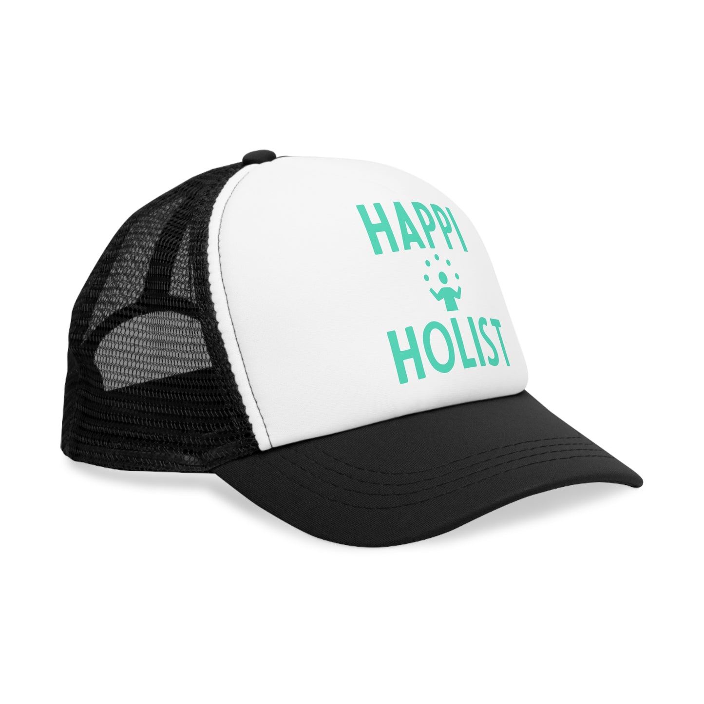 Happy Holist Mesh Cap | Trucker Hat for Wellness & Positivity | Gift for Mindfulness Enthusiasts, Summer Getaways, Outdoor Adventures