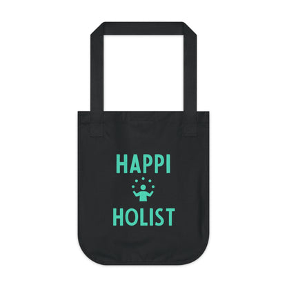 Eco-Friendly Tote Bag: ‘HAPPI HOLIST’ Design, Reusable Shopping Bag, Sustainable Gift, Earth Day, Holistic Lifestyle, Canvas Bag