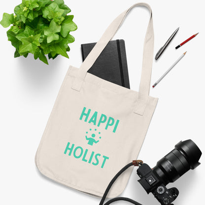 Eco-Friendly Tote Bag: ‘HAPPI HOLIST’ Design, Reusable Shopping Bag, Sustainable Gift, Earth Day, Holistic Lifestyle, Canvas Bag