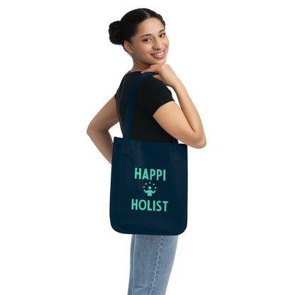 Eco-Friendly Tote Bag: ‘HAPPI HOLIST’ Design, Reusable Shopping Bag, Sustainable Gift, Earth Day, Holistic Lifestyle, Canvas Bag