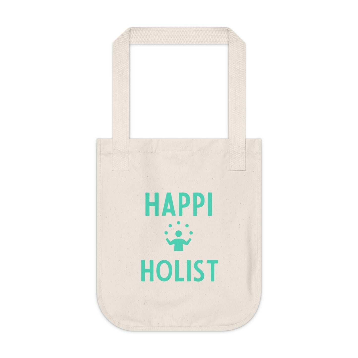 Eco-Friendly Tote Bag: ‘HAPPI HOLIST’ Design, Reusable Shopping Bag, Sustainable Gift, Earth Day, Holistic Lifestyle, Canvas Bag