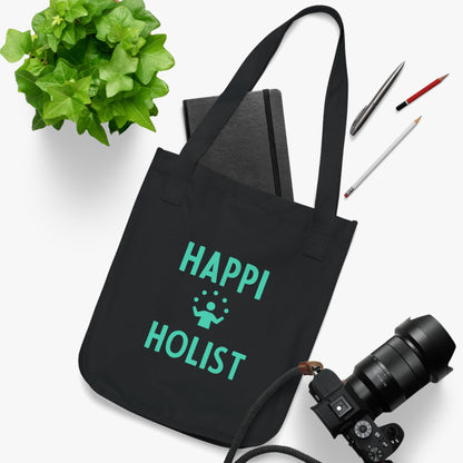 Eco-Friendly Tote Bag: ‘HAPPI HOLIST’ Design, Reusable Shopping Bag, Sustainable Gift, Earth Day, Holistic Lifestyle, Canvas Bag