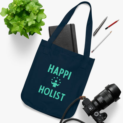Eco-Friendly Tote Bag: ‘HAPPI HOLIST’ Design, Reusable Shopping Bag, Sustainable Gift, Earth Day, Holistic Lifestyle, Canvas Bag