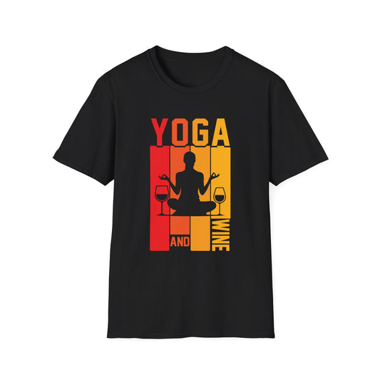Yoga and Wine Unisex Softstyle T-Shirt - Perfect for Relaxation and Celebrations