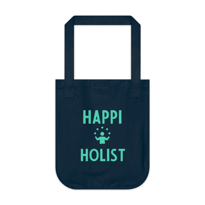 Eco-Friendly Tote Bag: ‘HAPPI HOLIST’ Design, Reusable Shopping Bag, Sustainable Gift, Earth Day, Holistic Lifestyle, Canvas Bag